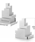 2 Piece Clamp Block Set with 8 Adjustable Stops for CNC Router Workholding, showing dimensions and silver material