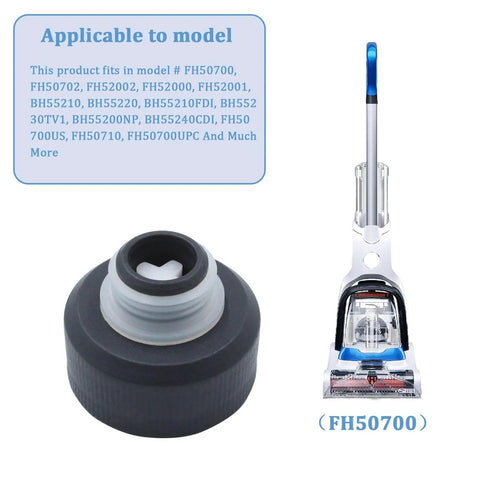 Solution Tank Cap For PowerDash Pet Vacuum Cleaners SmartWash And FloorMate Jet Easy Swap Replacement Part That Fits FH50700 FH50702 FH52002 FH52000 FH52001 BH55210 BH55220 BH55230TV1 BH55200NP FH50710 UPC; black plastic cap