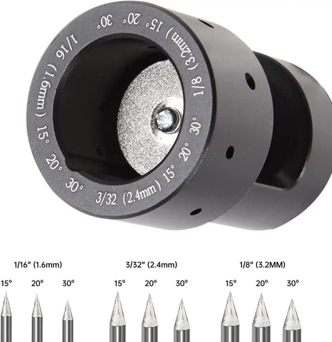 Pro Grade Tungsten Sharpener Grinder Head For TIG Welding Rotary Tool Aluminum Multi Angle Sharpener With Slot