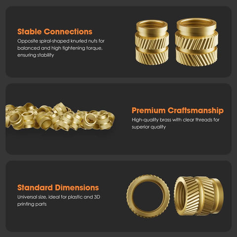 M6 Heat Set Threaded Inserts With Insert Tip For 3D Printing Components And Plastic Parts Brass Knurled Nuts Pack Of 50 Design
