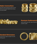 Top Shelf M3 Heat Set Threaded Inserts For 3D Printing Projects And Plastic Reinforcement featuring premium brass craftsmanship and standard dimensions.