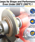 Brake Lathe Rotor Repair Kit With Adjustable Ventilated Silencer Band installed on a brake lathe, reducing noise by over 85%.