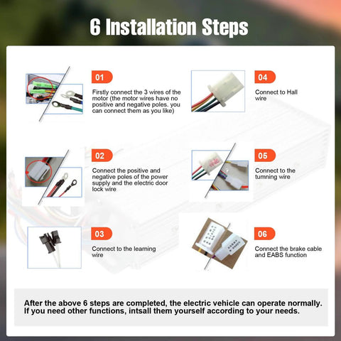 Installation steps for Beast 48V To 72V 2000W Brushless Motor Controller for Electric Bicycles and Scooters shown on image.