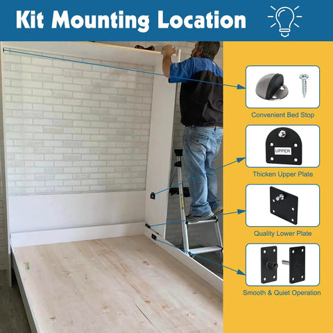 Top Shelf Queen Size Vertical Murphy Bed Kit Delivers Smooth Wall Mounted Folding Design And Rock Solid Hardware Set installation instructions