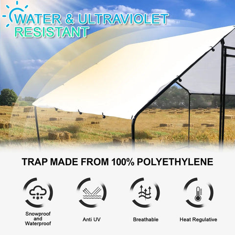 Waterproof UV-resistant cover of Walk In Heavy Duty Chicken Coop With Large Outdoor Run 9.8 Feet Long 9.8 Feet Wide 6.6 Feet High