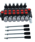 Six Spool Hydraulic Directional Control Valve Open Center 13 GPM 3600 PSI Monoblock Cast Iron With Adjustable Relief Valve