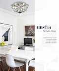 Dining room with 12 Inch Crystal Ceiling Light Two Light Modern Chrome Flush Mount Fixture For Dining Room And Living Room Silver K9 Crystal Sparkle Elegant Glam Lighting For A Bright Modern Home.