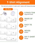 T Shirt Alignment Tool Set with eight rulers, soft measuring tape, forty color pins, PVC vinyl heat press accessories