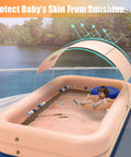 Inflatable Canopy Pool With Shade For Backyard Family Fun Above Ground Portable Pool For Adults And Kids 260x160x68 Cm Blue