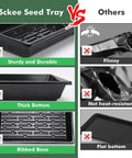 Comparison of upgraded 10 pack plant growing trays for seed starting and microgreens versus flimsy trays, highlighting durability