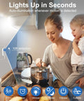 Hands Free Motion Sensor Led Light Strip For Auto On Under Cabinet Lighting With Power Adapter, kitchen use example.
