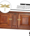 Dragonfly Cabinet Knob Set For Dresser Drawers And Cabinet Doors Vintage Gold Antique Brass Copper Finish installed view