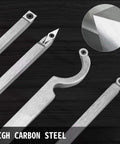 Four-piece wood turning tool set with high-carbon steel bars and carbide cutters (diamond/round/square) handles
