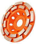 Four And A Half Inch Diamond Double Row Cup Wheel For Grinding Polishing And Cleaning Surfaces On Concrete Granite Marble Stone Cement Rock 115mm Arbor 5mm Segments Grit 40 50 Aggressive Grind With Smooth Finish