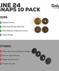Top Shelf Antique Brass Snap Fasteners Line 24 Size, showing reliable closure and classic design in a 10 pack.