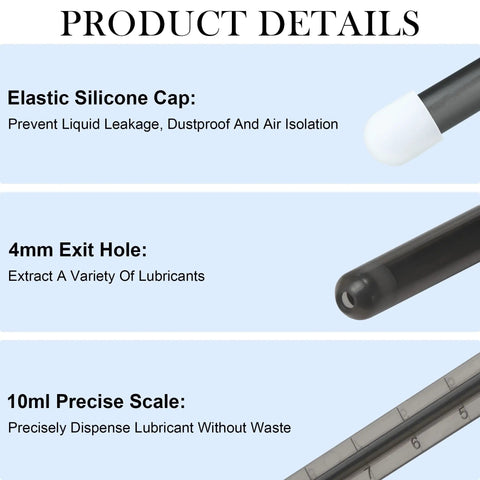 Product details of 6.5 Inch Lube Shooter With Air Proof Silicone Cap Reusable Lube Tube Applicator showing features and scale