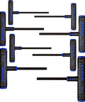 Power-T Handle Hex Key Set 8 Pc Metric Sizes 2 To 10 Mm, 6 Inch Shafts, Made In USA displayed horizontally