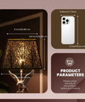 Medium Square Tree Pattern Metal Lampshade For Table And Floor Lamps, size 9x12x8.8 inches, featuring black and gold finish