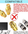 SMA Female To Female Barrel Adapter For FPV Antennas And Wireless LAN Dual Pack with brass center pin and compatibility info.