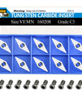 Diamond Tungsten Carbide Planer Cutter Inserts with Radius Point, 10 Pack, shown in blue case with screws