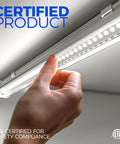 Person installing T8 LED Shop Lights For Garage And Workshop 4 Ft 50W 7000 Lumens 5000K Daylight White Clear Cover Ceiling Mounted V Shape Fixture Bright As Day Great For Basement And Warehouse ETL Listed 2 Pack