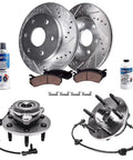 Beefed Up Front Wheel Bearing Hubs Brake Kit With Disc Rotors And Ceramic Pads For Chevy GMC Silverado Sierra Avalanche 1500 2500 4x4 Replacement
