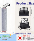 Replacement Parts Kit For H12 Pro H12 Dual And G10 Pro Wet Dry Vacuum Cleaners Built For Quick Fit And Long Lasting Heavy Duty Performance With Durable Filters Motor Brushes Gaskets And Roller Accessories. Product size guide with roller, filters and brush