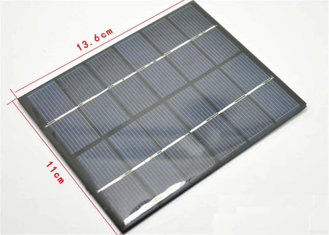 Mini USB Solar Panel Module 2W 6V With Blocking Diode, Epoxy Coated, 13.6cm x 11cm, Polysilicon Solar Cell Charger, Top View
