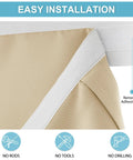 Close-up of beige French Door Curtains With Privacy Blackout No Drill Easy Install Tie Up Shades adhesive strip