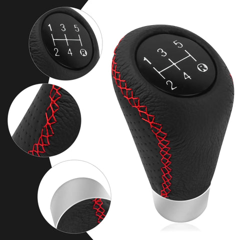Leather 5 Speed Shift Knob With Four Adaptive Parts For Replacement Shifter Knobs Universal Non Slip Manual Gear Knob For Most Vehicles