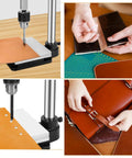 All-In-One Leather Hole Punch Tool For DIY Crafting used on leather for belts and bags, rivet and snap button installation shown