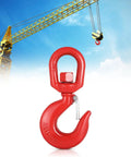 Heavy Duty Alloy Steel Swivel Lifting Hook With Secure Safety Latch Boasts 6600 Pound Load Capacity close-up view with crane in background