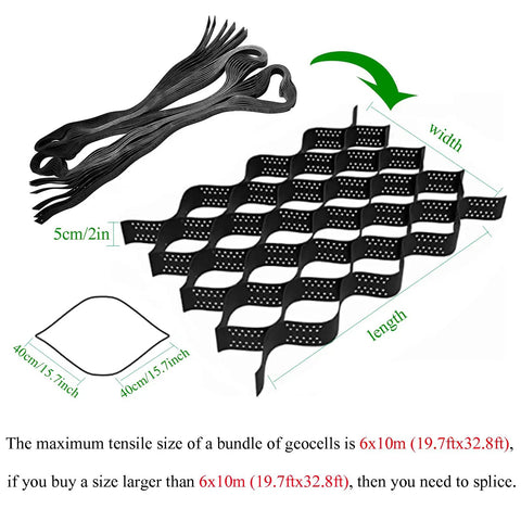 Foldable Polyethylene Honeycomb Pavers For Permeable Gravel Drainage No Fuss Lawn And Patio Grid Slab 6x10m shown uninstalled