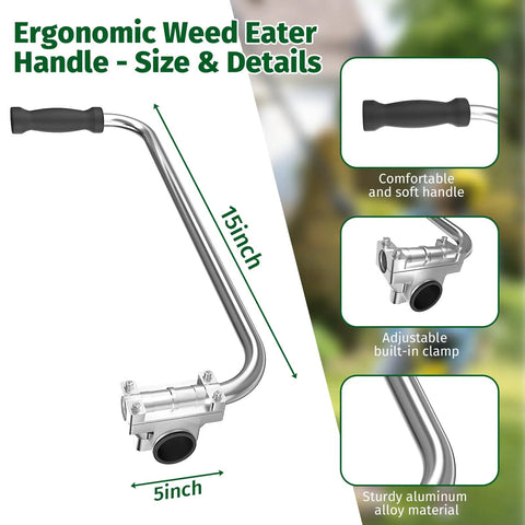 Upgraded Ergonomic Weed Eater Handle With Non Slip Grip Adjustable Shoulder Harness And Bracket Clamp Universal Back Saver Trimmer Handle Extension