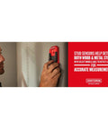 Center Stud Detection Wall Scanner With 3 Inch Depth used on wall by person for accurate readings