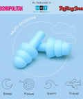 Soft Silicone Ear Plugs For Sleep And Noise Reduction, Reusable Ear Plugs For Sleeping, Swimming, and Snoring in Light Blue