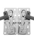 Forty Five Degree Downward Soft Close Cabinet Door Hinges For Downward Opening Doors Perfect For Shoes Cabinets And Furniture Concealed Corner Cabinet Hardware Pair With Tip Out Tray Function, with metal components on a white background