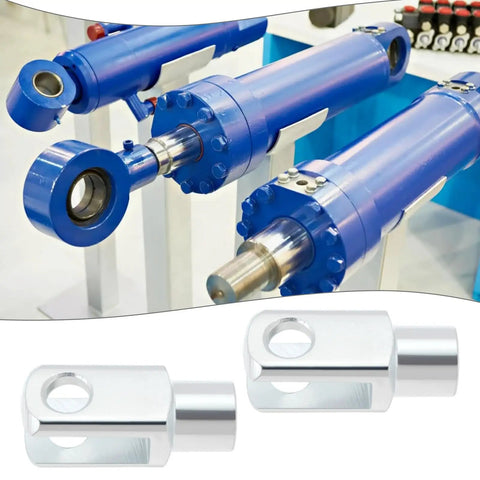 Two Piece M8x1.25 Air Cylinder Rod Clevis Ends With Right Hand Female Thread Y Connector For Electronic Automation Equipment 42mm Long By 16mm Wide 8mm Installation Diameter Carbon Steel Durable, shown with rod end