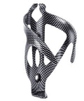 Fly Heavy Duty Bike Water Bottle Cage Built From Solid Abs Showing Off A Badass Carbon Fiber Aesthetic from a side angle.