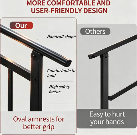 Outdoor And Indoor Stair Handrail Kit For 1 To 2 Steps Black Iron Safety Rail For Porch And Elderly Use Heavy Duty Powder Coated Metal Railing With Rust And Scratch Resistant Finish Built To Last Weather Ready
