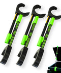 Hands Free Dumpster Lid Prop 3 Pack Skip The Stink And Keep Your Trash And Recycling Bins Sanitary With Zero Grip Hassle For Plastic Lids. Three collapsible lid holders in black and green. 