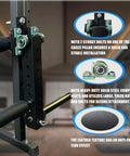 Rack Mounted Leg Extension and Curl Machine for Home Gym Equipment, close-up of attachment bolts and leather texture.