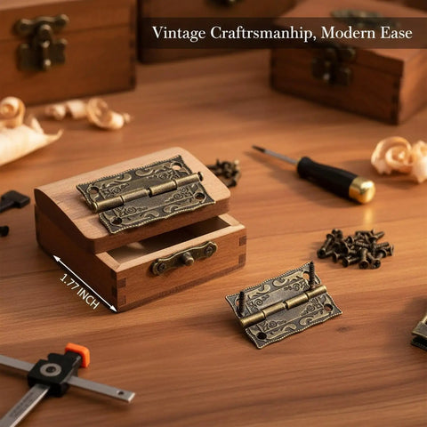 20 Pack Decorative Box Hinges One Point Seventy Seven Inch Bronze Zinc Alloy With Scalloped Edge on wooden box