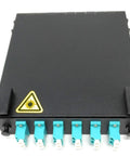 Black Wall Mount Fiber Enclosure With Spool And Loaded 6 Port LC UPC OM3 Multimode Duplex LGX Panel for data center cabling