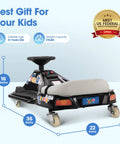 Electric Drifting Go Kart For Kids 3 Plus, 24V Powered Ride On Drift Racer, black model with glowing wheels, side view