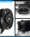 Premium AC Compressor With Clutch For Chevrolet Malibu And HHR 2 4L Auto Air Conditioning Replacement Quick Swap, detailed product images showing clutch and connector.