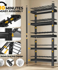 Heavy Duty 5 Tier Garage Shelving Unit 72 Inch High Adjustable Metal Rack For Tools And Gear Pro DIY Storage, Sturdy Steel Shelves Withstanding Up To 602 Lb Per Shelf, 3010 Lb Total Capacity, Easy Assembly, no screw design