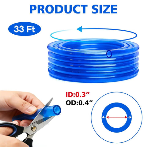 Easy Flow 33 Feet Maple Syrup Tubing Set, 5 16 Inch Vacuum Silicone Sap Line for Maple Trees, Food Grade Sap Tube, coiled view