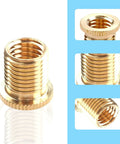 Close-up of Dope Brass Shift Knob Adapters M8x1.25 M10x1.25 M10x1.5 Gold Finish For 5 6 Speed Manual And Automatic Cars Tight Fit Prevents Loosening