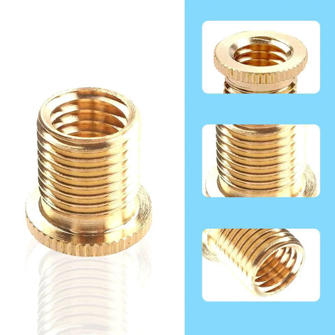 Close-up of Dope Brass Shift Knob Adapters M8x1.25 M10x1.25 M10x1.5 Gold Finish For 5 6 Speed Manual And Automatic Cars Tight Fit Prevents Loosening